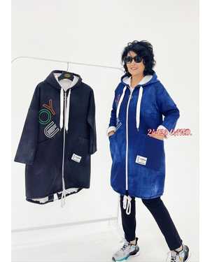 КАРДИГАН ТКАНЬ ДЖИНСОВАЯ С МЕХОМ