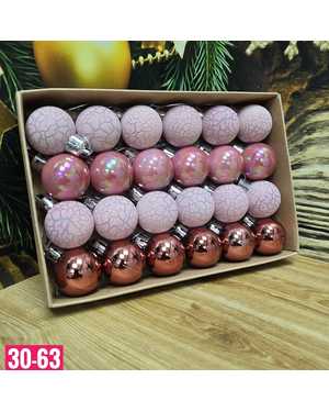 Игрушки для елки, пластик Размер шариков 3см в наборе 24 шт