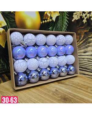 Игрушки для елки, пластик Размер шариков 3см в наборе 24 шт