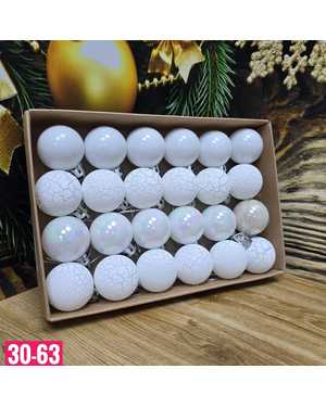 Игрушки для елки, пластик Размер шариков 3см в наборе 24 шт