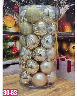 Игрушки для елки, пластик Размер шариков 6см в наборе 30 шт
