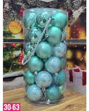 Игрушки для елки, пластик Размер шариков 6см в наборе 30 шт