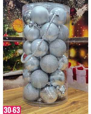Игрушки для елки, пластик Размер шариков 6см в наборе 30 шт