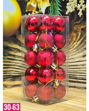 Игрушки для елки, пластик Размер: 3 см Набор 20шт