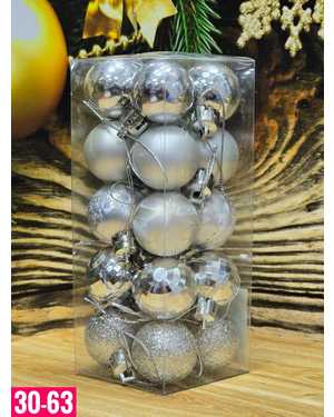 Игрушки для елки, пластик Размер: 3 см Набор 20шт