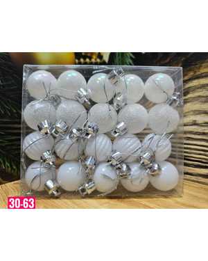 Игрушки для елки, пластик Размер: 3 см Набор 20шт