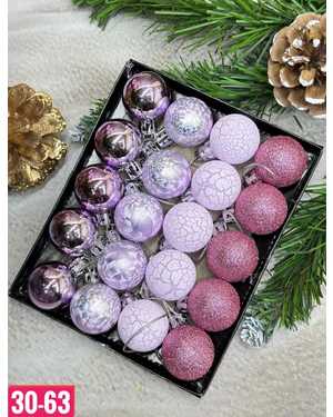 Игрушки для елки, пластик Размер: 3 см Набор 20шт