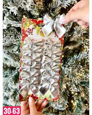 Елочные игрушки бантики Размер: 7 см Набор 12шт