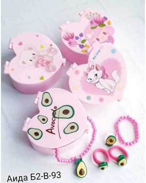 Детский Набор В Шкатулке Бусы, Браслет, Резинка , Кольцо без выбора