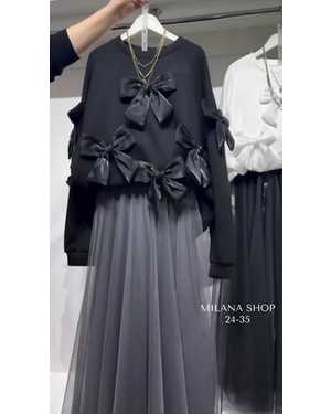 ЖЕНСКИЙ КОСТЮМ ДВОЙКА ТКАНЬ КРЕПУН (ЮБКА - СЕТКА НА ПОДКЛАДКЕ)