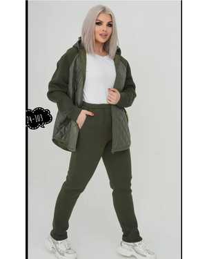 ЖЕНСКИЙ КОСТЮМ ДВОЙКА ТКАНЬ СТЕГАНКА С ПОДКЛАДКОЙ ФЛИС НАПОЛНИТЕЛЬ СИНТЕПОНОМ