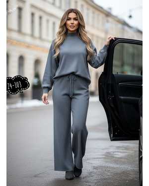 ЖЕНСКИЙ КОСТЮМ ДВОЙКА ТКАНЬ ВЯЗАНЫЙ КАШЕМИР