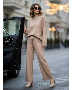 ЖЕНСКИЙ КОСТЮМ ДВОЙКА ТКАНЬ ВЯЗАНЫЙ КАШЕМИР