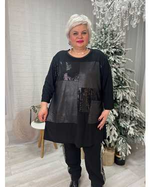 Женская туника ВЕЛИКАН Ткань корейский трикотаж в комбинации с пайетками и тканью пропитка