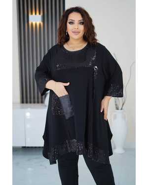 Женская туника ВЕЛИКАН Ткань корейский трикотаж в комбинации с пайетками и тканью пропитка