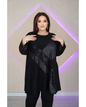 Женская туника ВЕЛИКАН Ткань корейский трикотаж в комбинации с пайетками и тканью пропитка