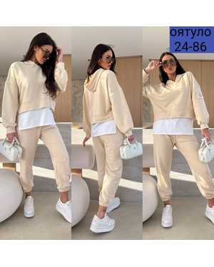 ЖЕНСКИЙ КОСТЮМ ДВОЙКА ТКАНЬ ТРИКОТАЖ + ЛАЙТ