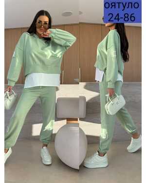 ЖЕНСКИЙ КОСТЮМ ДВОЙКА ТКАНЬ ТРИКОТАЖ + ЛАЙТ