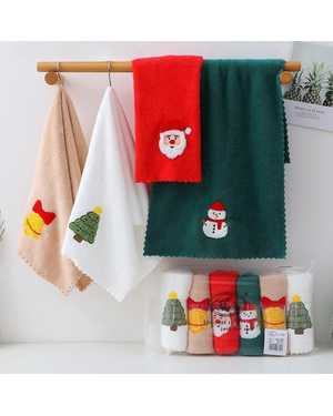 Полотенце новогоднее. Состав микрофибра +Хлопок Размер 35/75 см В упаковке 6 шт разные цвета