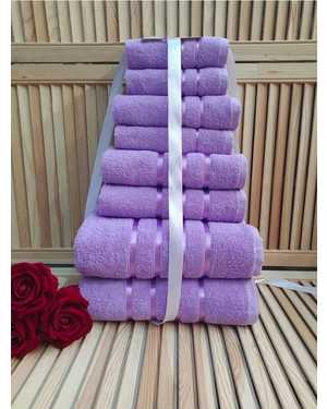 Комплект из восьми полотенец Материал: Махра Плотность: 400г/м2 Размер: 70*130- 2 шт , 50*80 - 2 шт, 30*60 - 2 шт, 30*30 - 2 шт