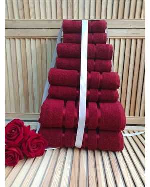 Комплект из восьми полотенец Материал: Махра Плотность: 400г/м2 Размер: 70*130- 2 шт , 50*80 - 2 шт, 30*60 - 2 шт, 30*30 - 2 шт