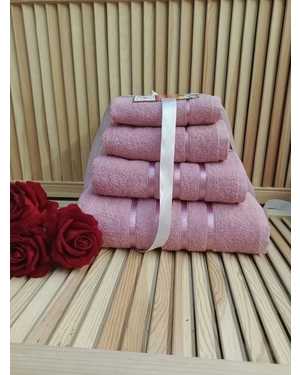 Комплект из четырёх полотенец Материал: Махра Плотность: 400г/м2 Размер: 70*130- 1 шт, 50*80 - 1 шт, 30/60 - 1 шт, 30*30 - 1 шт