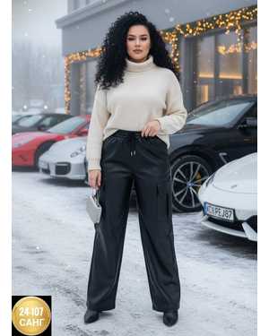 ШТАНЫ ТКАНЬ ЭКО-КОЖА С НАЧЕСОМ