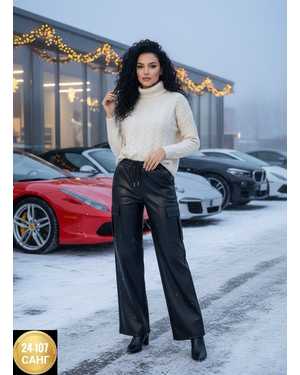 ШТАНЫ ТКАНЬ ЭКО-КОЖА С НАЧЕСОМ