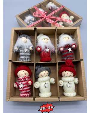 Игрушки на елку Размер : 8см Набор 6 штук игрушки