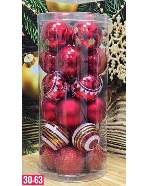 Игрушки для елки, пластик Размер шариков 5см в наборе 24 шт