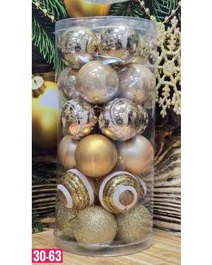 Игрушки для елки, пластик Размер шариков 5см в наборе 24 шт