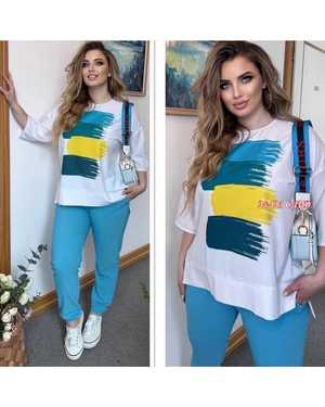 ЖЕНСКИЙ КОСТЮМ ДВОЙКА ТКАНЬ БЕНГАЛИН С СУБЛИМАЦИЕЙ