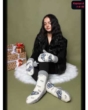 Набор Носки + варежки Вязаные овечья шерсть