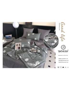 Комплект постельного белья с готовым одеялом Boris. Ткань: Сатин Хлопок Наполнитель одеяло: Шелк(возможно замена на похожее)